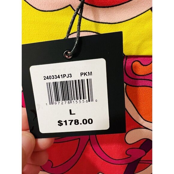 TRINA Trina Turk Size Large Vinet Tie Slit Sleeve Floral Medley Mini Dress - Picture 6 of 9